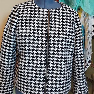 Houndsooth Zip Front Jacket